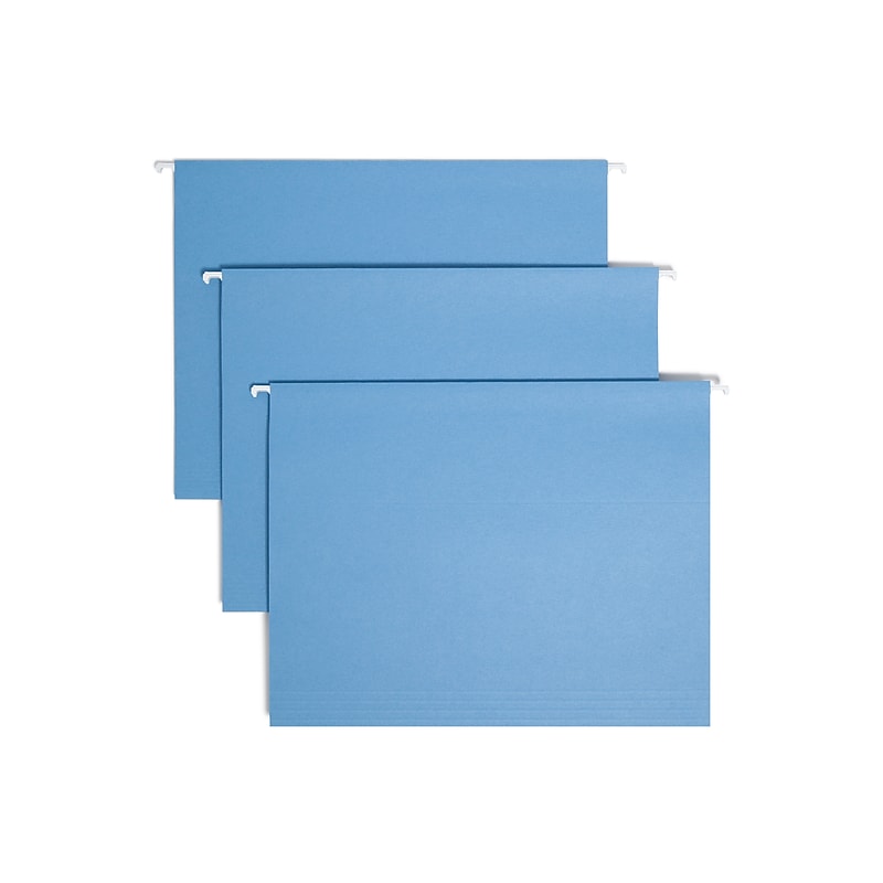 Smead Hanging File Folders, 1/5-Cut Tab, Letter Size, Blue, 25/BX (64060) image 1