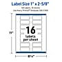 Avery Laser/Inkjet Rectangle Multipurpose Labels, 1" x 2-5/8", White, 160/Pack (S00-EWB)~#|#~64AF8D9C-0C4E-4502-8104F77510EE6B72_sc7