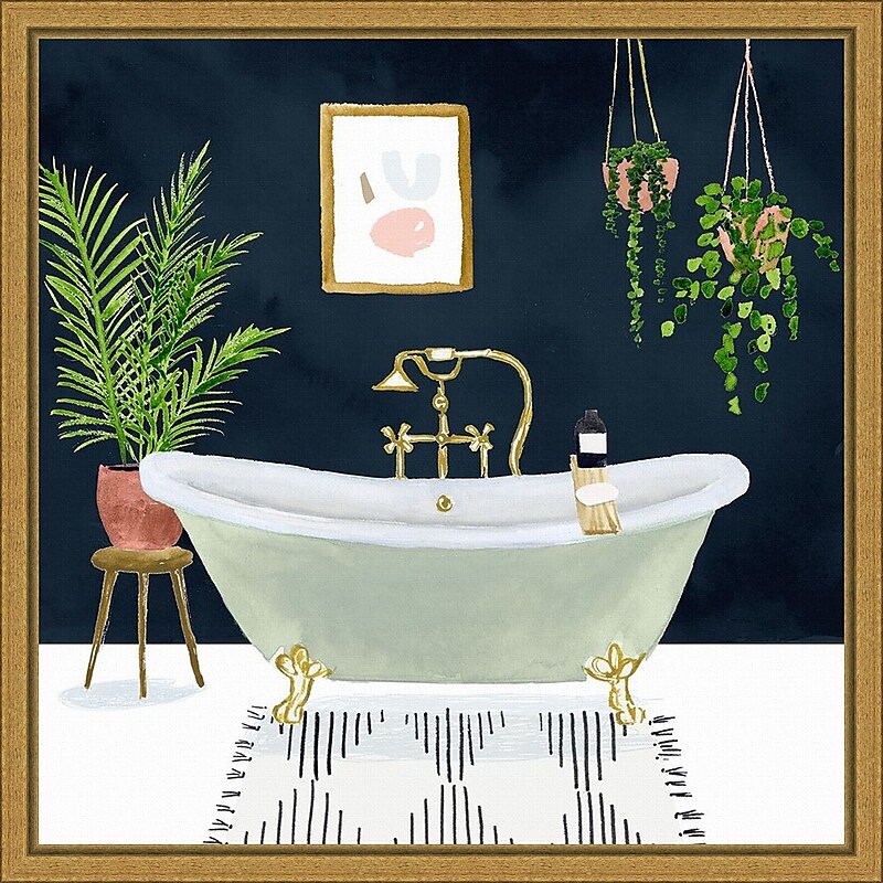 Amanti Art Boho Bath I by Victoria Borges Framed Canvas Wall Art Print, 16" x 16" (A42675040728) image 1
