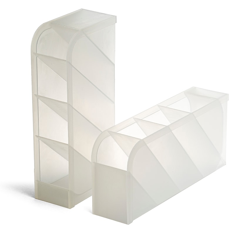 Officemate 4-Compartment Plastic Pen Holder, White, 2/Pack (21599) image 1