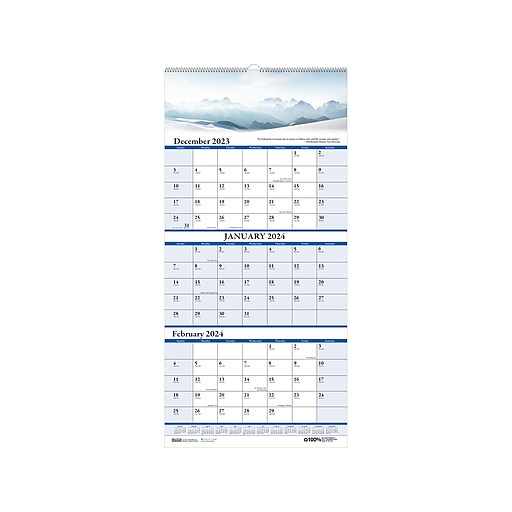 2024 House of Doolittle Scenic 8" x 17" ThreeMonth Wall Calendar (3636