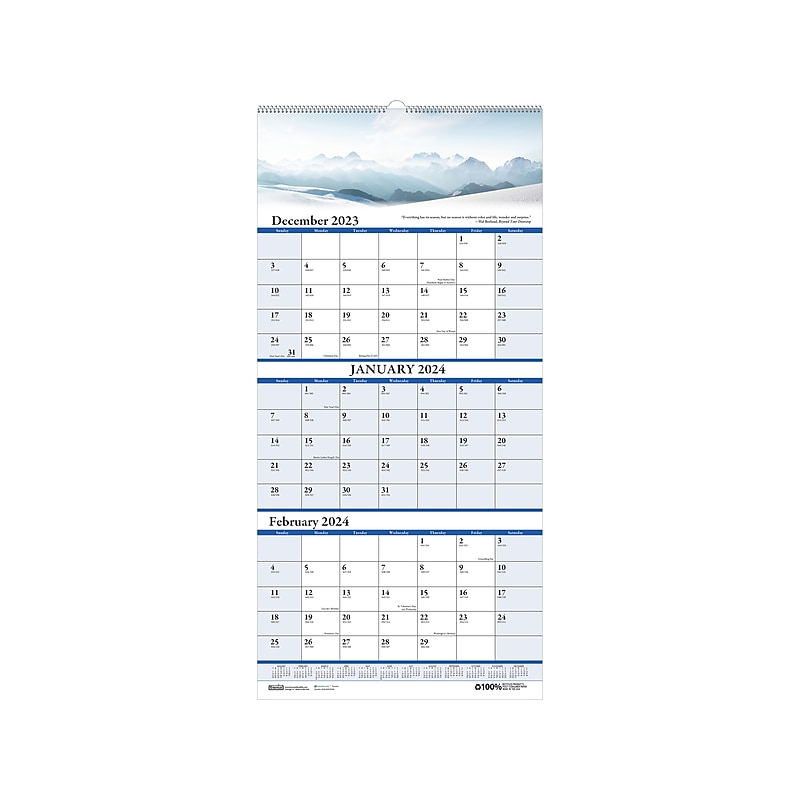 2024 House of Doolittle Scenic 8" x 17" Three-Month Wall Calendar (3636-24) image 1