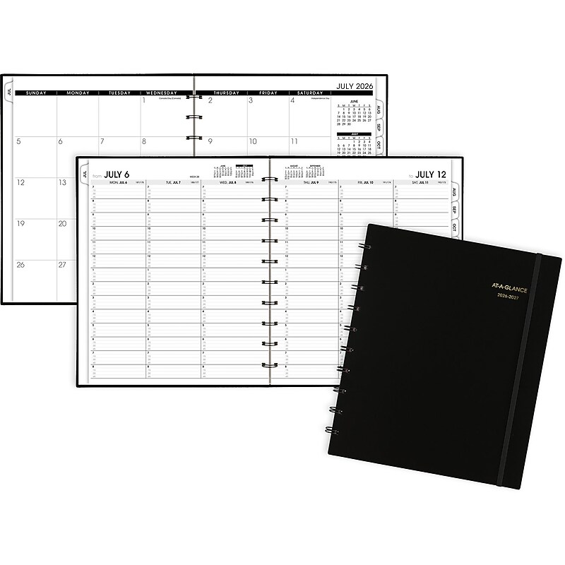 2026-2027 AT-A-GLANCE Move-A-Page 9" x 11" Academic Weekly & Monthly Planner, Poly Cover, Black (70-957E-05-27) image 1
