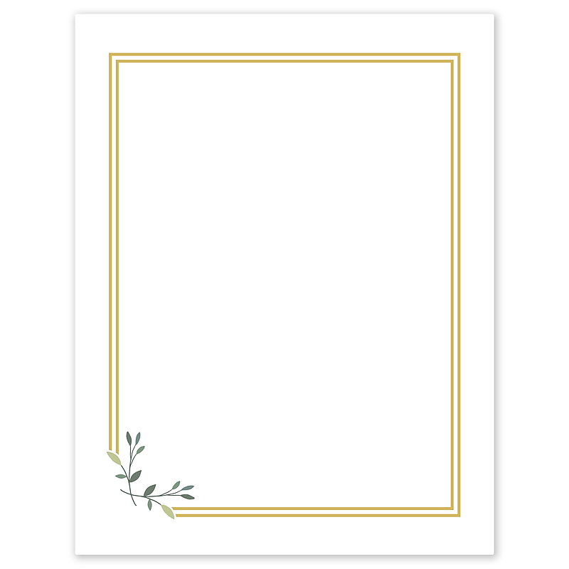 Avery Gold Double Border with Florals Matte Blank Card, White, 10/Pack (S00-DPG) image 1
