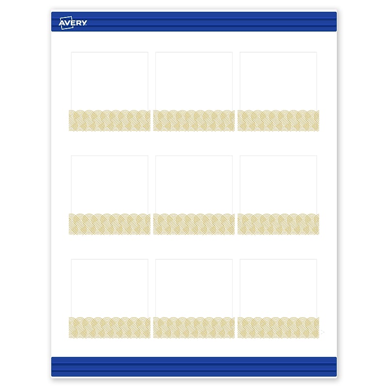 Avery Gold Lace Trim Pattern Matte Blank Card, White, 90/Pack (S00-EX1) image 1