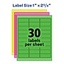 Avery Sure Feed Laser Address Labels, 1 x 2 5/8", Assorted Neon Colors, 450 Labels/Pack (5979)~#|#~64E93EE8-4C32-4739-B569F4BFC20EF585_sc7
