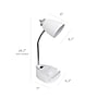 Simple Designs Gooseneck Organizer LED Desk Lamp, 18.50", with iPad Tablet Stand and Charging Outlet, White (LD1057-WHT)~#|#~64EB0491-EF16-4708-804C6E6824C0A06E_sc7