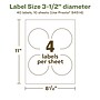 Avery EcoFriendly Laser/Inkjet Circle Multipurpose Labels, 3-1/2" Dia., White, 40/Pack (94514)~#|#~64F751BB-B4CA-4630-829BE090CCED18A1_sc7