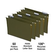 Staples Hanging File Folder, 5-Tab, Letter Size, Standard Green, 50/Box (TR266262)