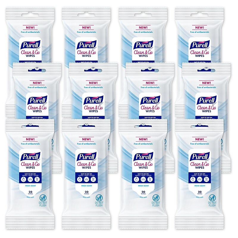 Purell Clean & Go Cleaning Wipes, Fresh Scent, 20 Wipes/Pack, 12Packs/Carton (9269-12-CMR) image 1