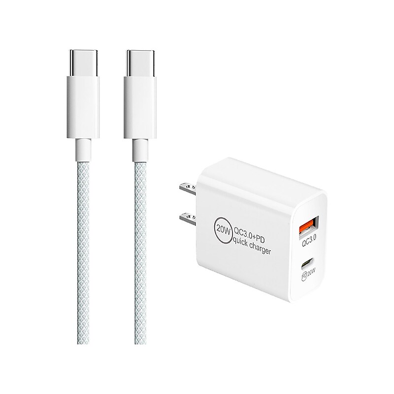 3D Luxe USB-A/USB-C Wall Charger, White (2in1-C-C-WHITE) image 1