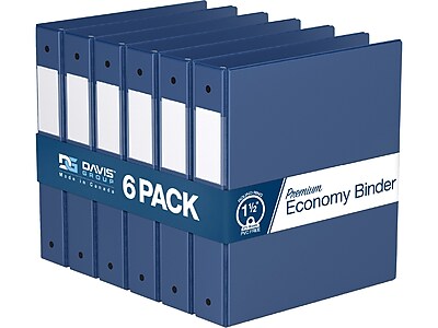 Davis Group Premium Economy 1 1/2" 3-Ring Non-View Binder, Royal Blue, 6/Pack (2312-92-06)