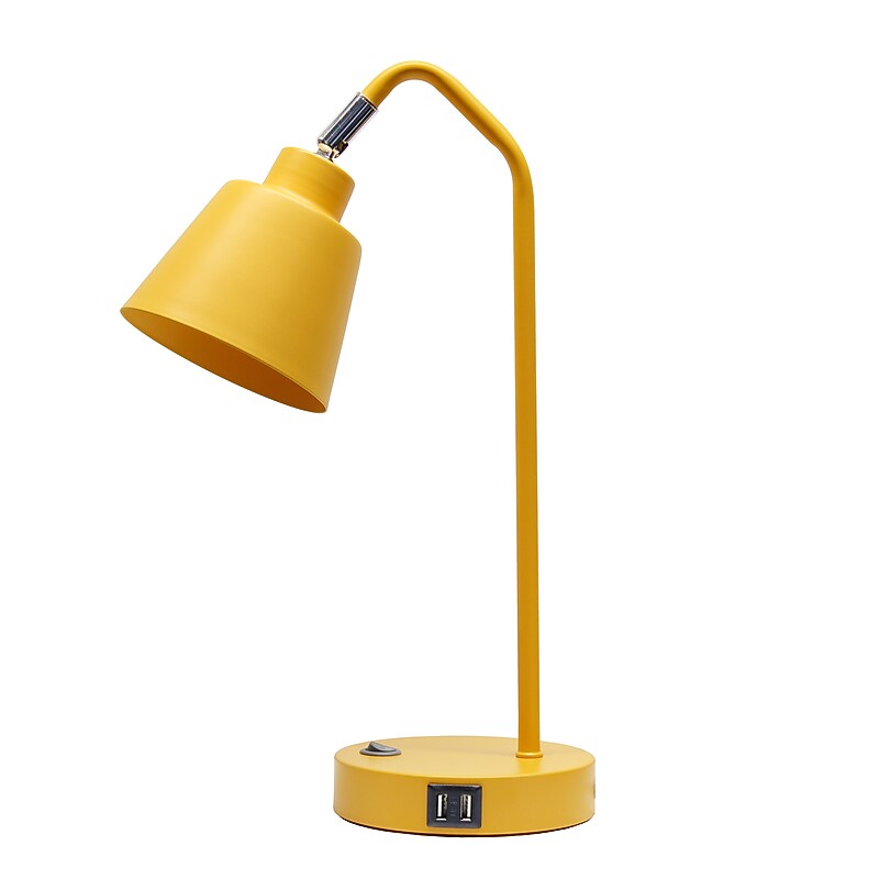 Simple Designs Sleek Essentials LED Desk Lamp, 16", with USB Ports, Yellow (LD1071-YLW) image 1