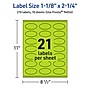 Avery Printable Oval Multipurpose Labels, 1-1/8" x 2-1/4", Bright Green, 210/Pack (94054)~#|#~65216B61-ABD9-4165-8717C4D2B2832EB7_sc7