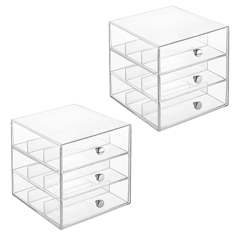 iDESIGN Stackable Storage Drawer, 3 Drawers, Plastic, Clear, 2/Pack (29094M2) image 1