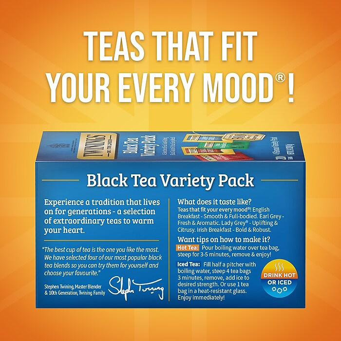 Twinings Variety Black Tea Bags, 20/Box (F05320) | Staples
