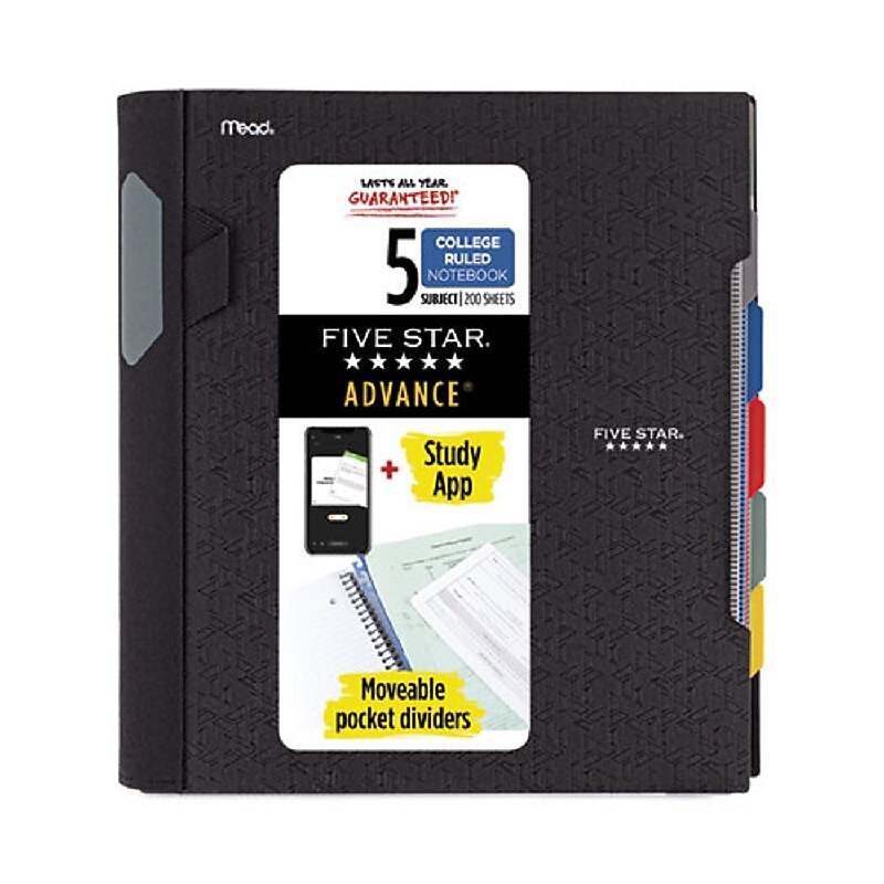 Five Star Advance 5-Subject Subject Notebooks, 8.5" x 11", College Ruled, 200 Sheets (06326) image 1