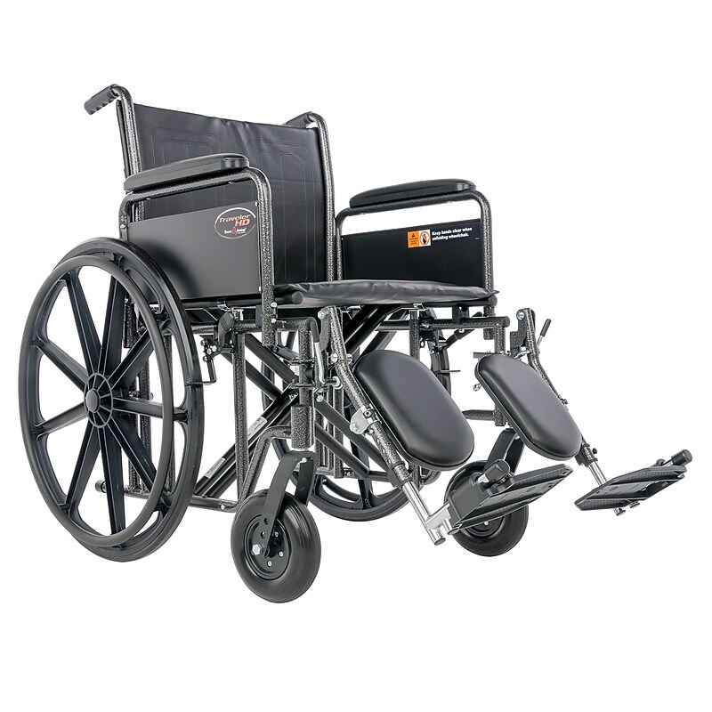 Everest & Jennings Traveler HD Bariatric Heavy-Duty Manual Wheelchair, 22" Seat Width, Removable Full Arm, Black (3G010450) image 1