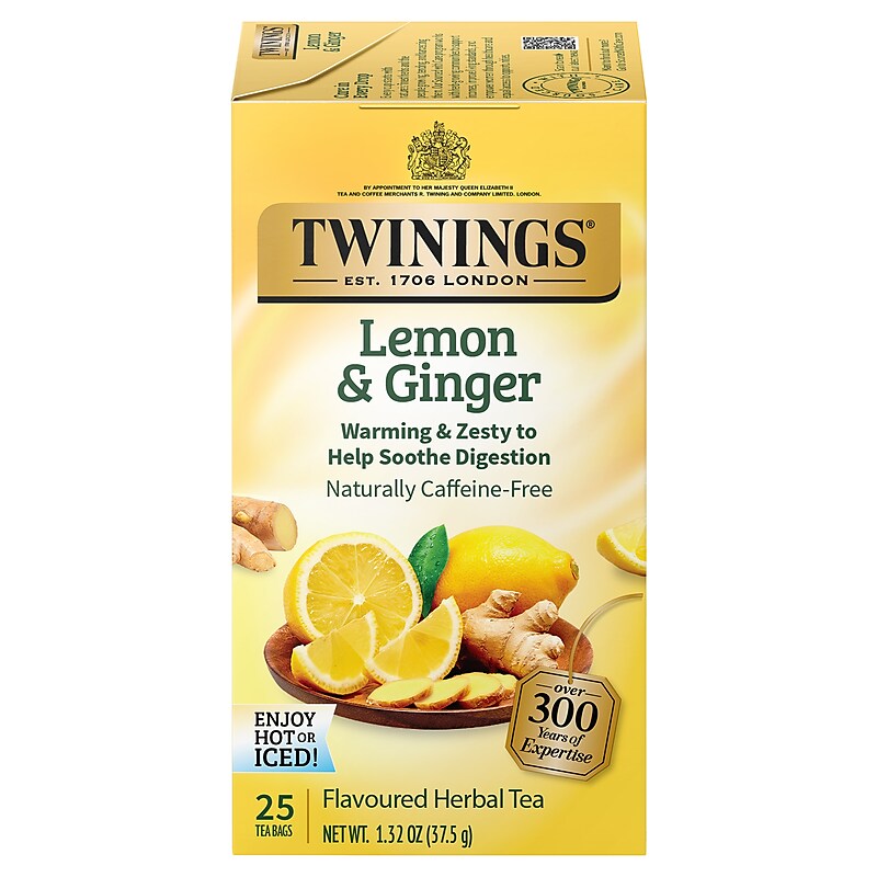Twinings Lemon & Ginger Herbal Tea Bags, 25/Box (TNA85145) image 1