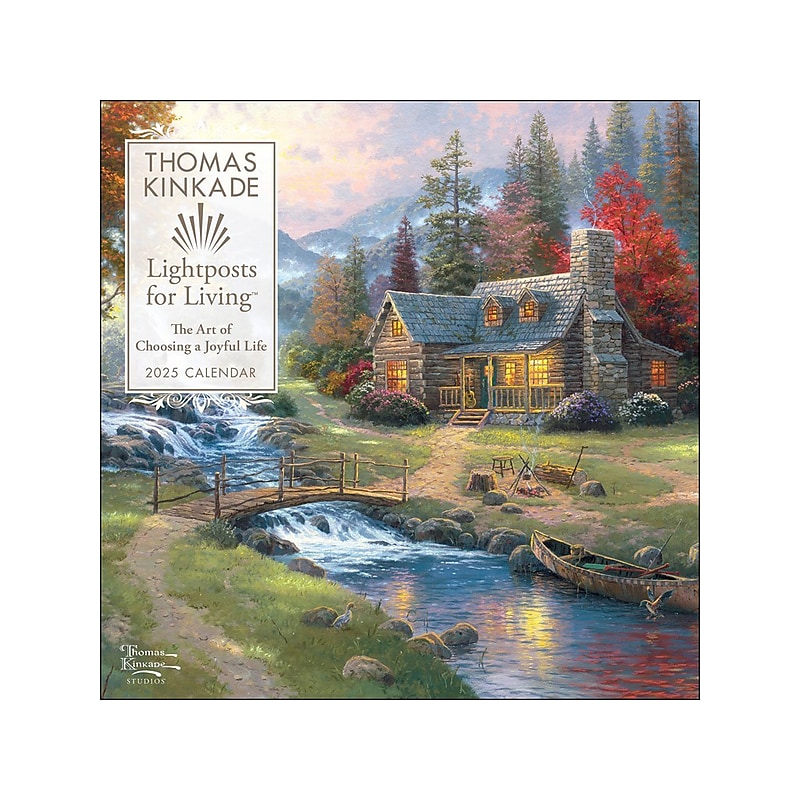2025 Andrews McMeel Publishing Thomas Kinkade Studios Lightposts for Living 12" x 12" Monthly Wall Calendar (9781524889111) image 1