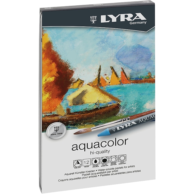 Lyra Aquacolor Water Soluble Crayon Pastels Set Tin, Assorted Colors, 12/Pack (LYXL5611120) image 1