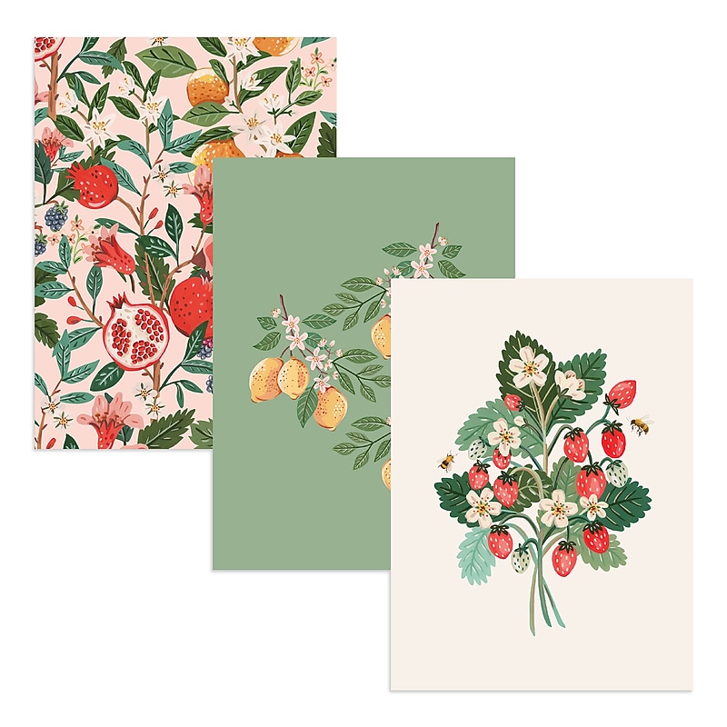 Blue Sky Bespoke Memo Pad, 7.5" x 5.5", Fruity Florals, 30 Sheets/Pad, 3 Pads/Pack (155579) image 1