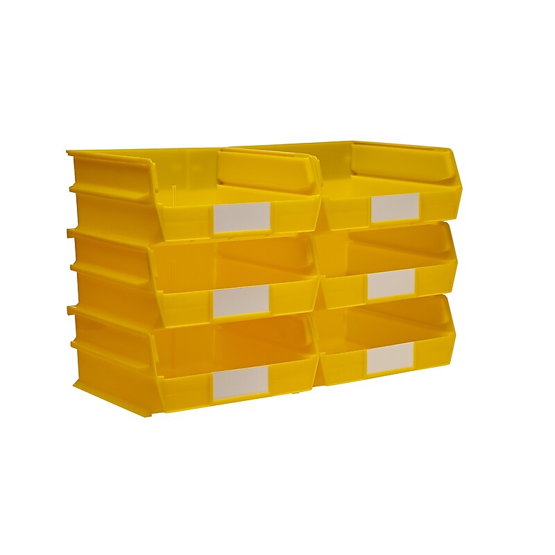 Triton Products LocBin Stackable Storage Bin, 5" x 11"x 10.87", Yellow, 6/Pack (3-235Y) image 1