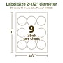 Avery EcoFriendly Laser/Inkjet Circle Multipurpose Labels, 2-1/2" Dia., White, 90/Pack (94502)~#|#~655C978D-352D-4424-981DBF5BCAE338DF_sc7