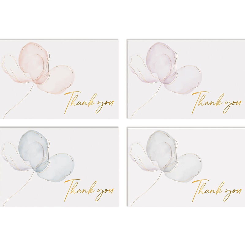 Better Office Delicate Pastel Floral Thank You Cards with Envelopes, 4" x 6", Assorted Colors, 50/Pack (64527-50PK) image 1