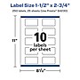 Avery Laser/Inkjet Rectangle Removable Labels, 1.5" x 2.75", White, 250 Labels/Pack (94230)~#|#~656C77B8-7C73-40CC-AFFCDC2EF66442CF_sc7
