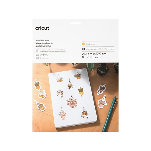 Cricut Die Cutting Printable Vinyl, Gold, 10 Sheets/Pack (2010358 ...