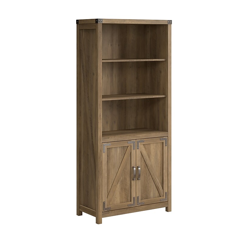 Bush Furniture Knoxville 72"H 5-Shelf Bookcase with Doors, Reclaimed Pine (CGB132RCP-03) image 1