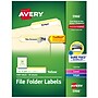 Avery TrueBlock Laser/Inkjet File Folder Labels, 2/3" x 3-7/16", White/Yellow, 1,500 Labels/Pack (5966)~#|#~6577BE40-B97B-429E-AD9072A56E21BD36_sc7