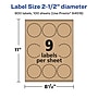 Avery Laser/Inkjet Decorative Edge Multipurpose Labels, 2.5" Dia., Kraft Brown, 900 Labels/Box ( 94516)~#|#~657A2F79-A10A-4716-BA8738D818D719A8_sc7