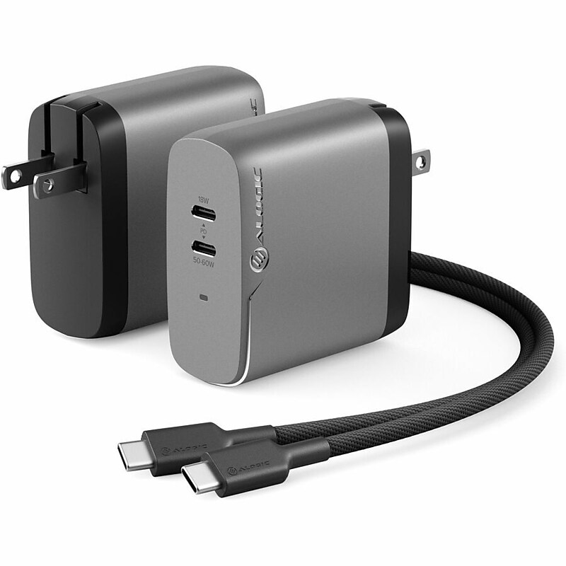 Alogic 2 Port 6W GaN Charger + USB-C Cable (WCG2X68SGR-US) image 1
