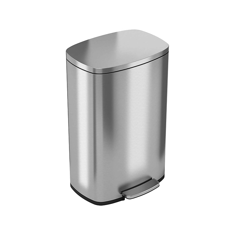 HLS Commercial Stainless Steel Trash Can with Hinged Lid, 13.2-Gallon, Silver (HLSS13RFR) image 1