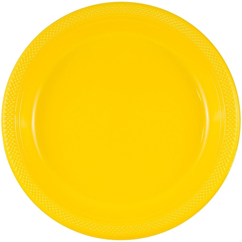 JAM PAPER 9" Plastic Plates, Yellow, 60 Plates/Pack (255321941g) image 1