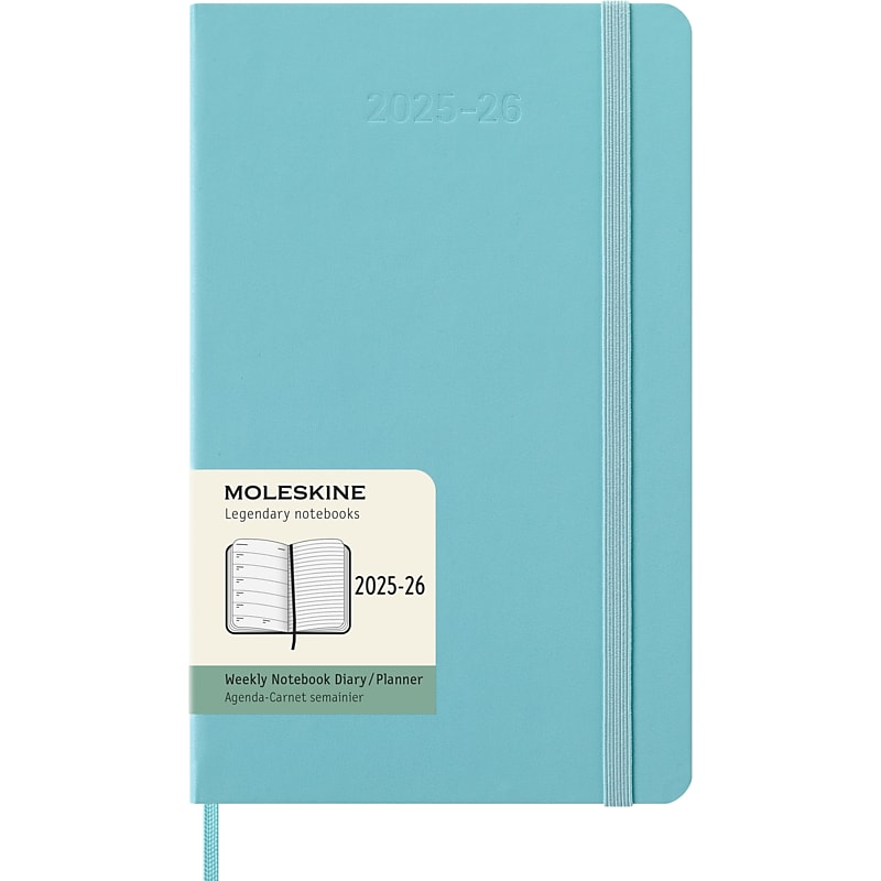 2025-2026 Moleskine Planners 5" x 8.25" Academic Weekly Planner, Leather Cover, Aquamarine (DHB2418WN3Y26) image 1