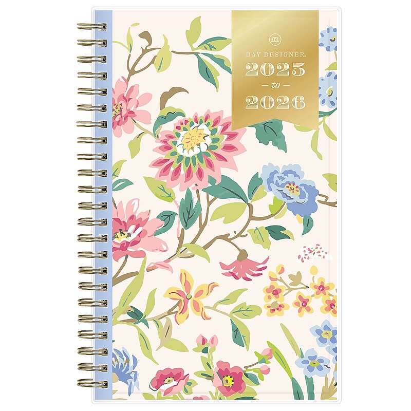 2025-2026 Day Designer for Blue Sky Climbing Floral 5" x 8" Academic Year Weekly & Monthly Planner, Plastic Cover (137881-A26) image 1