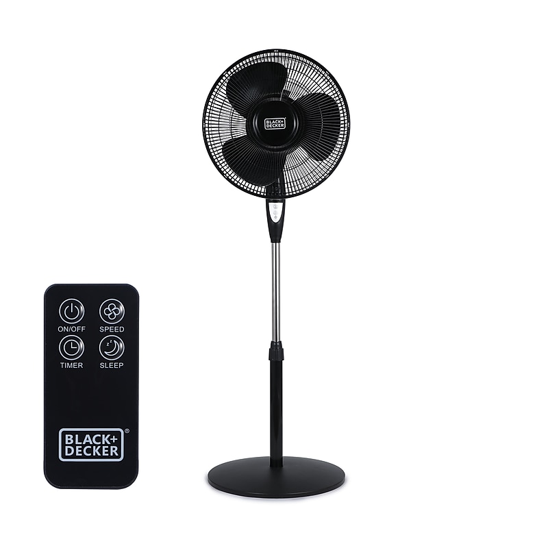 Black & Decker 16" Oscillating Pedestal Fan, 3-Speed, Black (BFSR16B) image 1