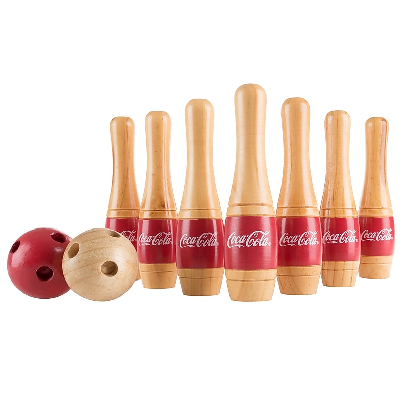 Hey! Play! Outdoor Coca Cola Bowling Set, Red/Natural (COKE-7450) image 1