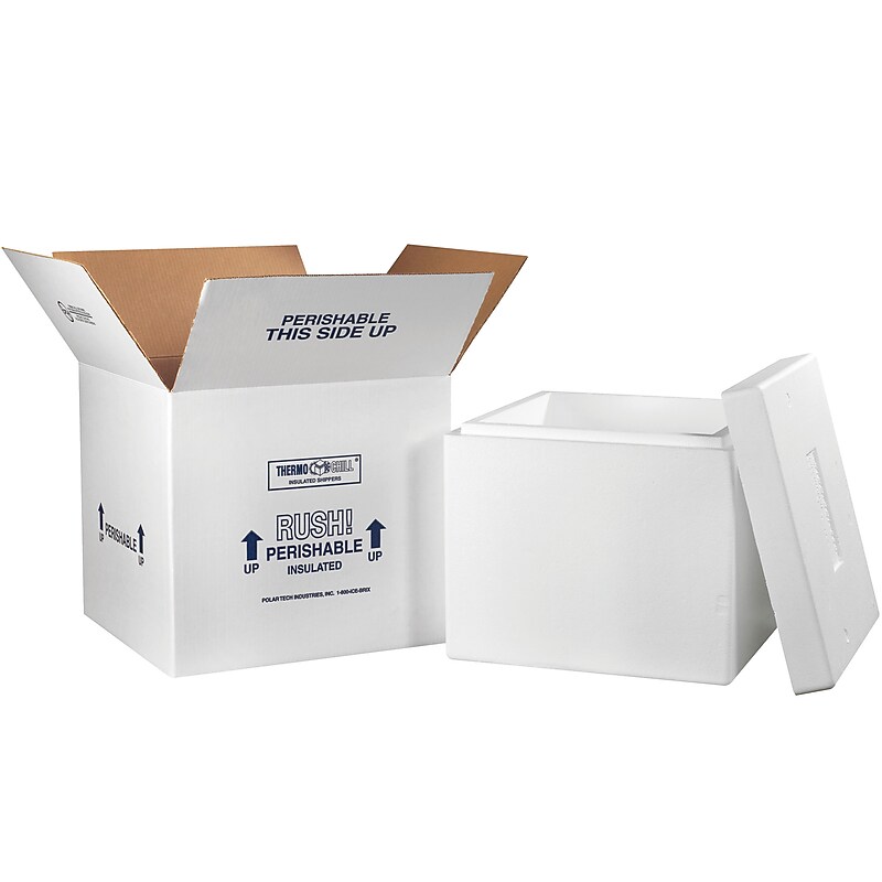 16.75" x 16.75" x 15" Insulated Shipping Containers, 200# Mullen Rated, White (249C) image 1