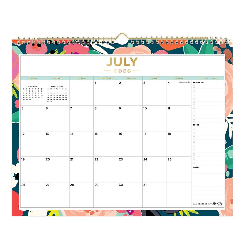 2026-2027 Blue Sky Wirebound Secret Garden 12" x 15" Academic Monthly Wall Calendar, Assorted Colors (156065-A27) image 1
