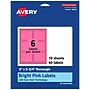 Avery Laser/Inkjet Rectangle Multipurpose Labels, 3" x 3.75", Bright Pink, 60/Pack (94248)~#|#~65B91D10-2C59-4744-97E516DD43D2E1BD_sc7