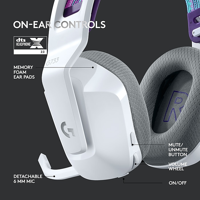 Logitech G Series G733 Wireless Over-the-Ear Gaming Headset, White (981-000882) | Staples Logitech G Series G733 Wireless Over-the-Ear Gaming Headset, White (981-000882) | Staples