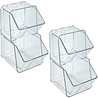 Azar Clear Organizer Two-Tier Extra Small Plastic Storage Bin