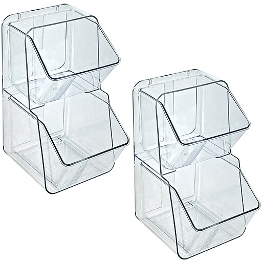 Azar Clear Organizer Two-Tier Extra Small Plastic Storage Bin