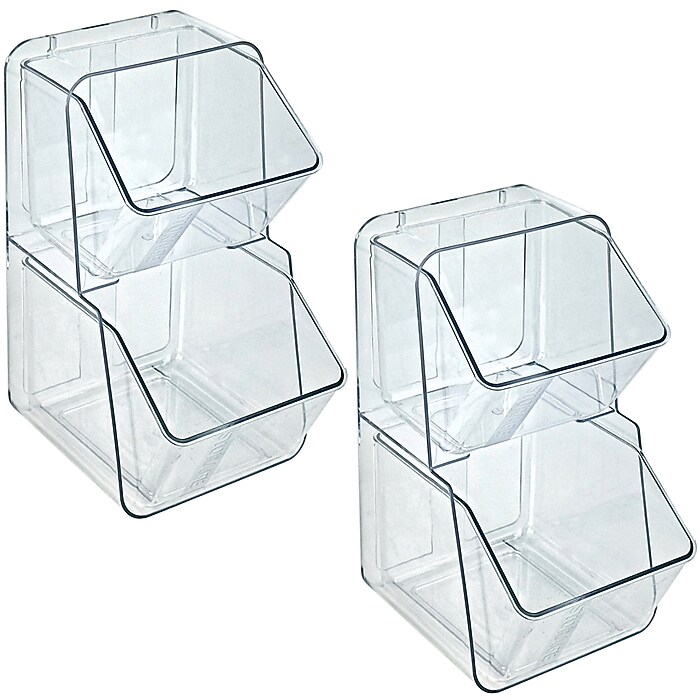 Azar Clear Organizer Two-Tier Extra Small Plastic Storage Bin