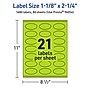 Avery Printable Oval Multipurpose Labels, 1-1/8" x 2-1/4", Bright Green, 1680/Box (94054)~#|#~65BD1BBF-6394-4235-934D0492EA5BE913_sc7
