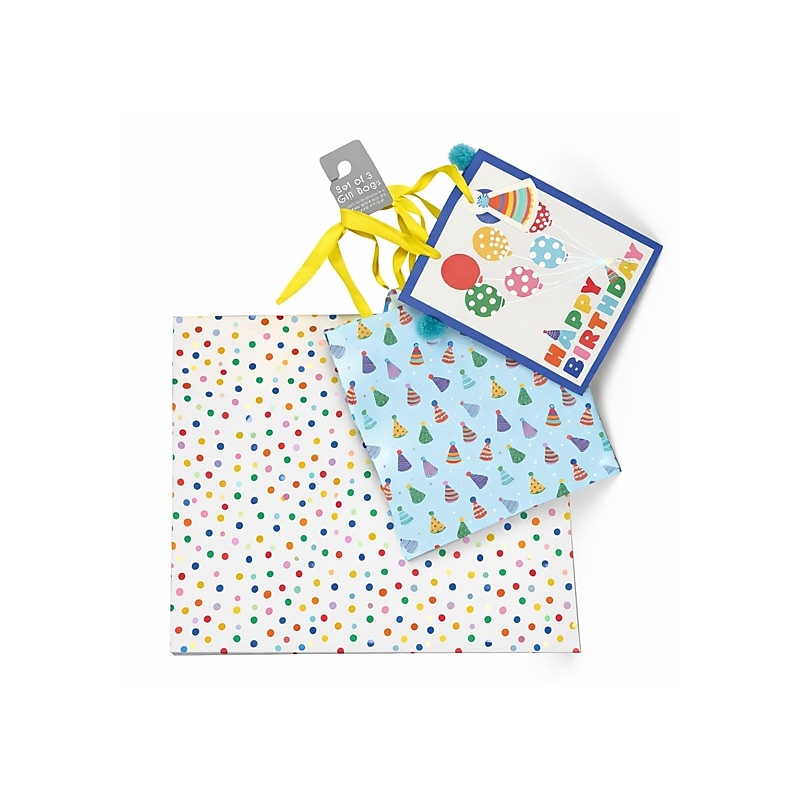 Simple Pleasures Birthday Large Gift Bags, Multicolored, 48/Carton (S2032-2252) image 1
